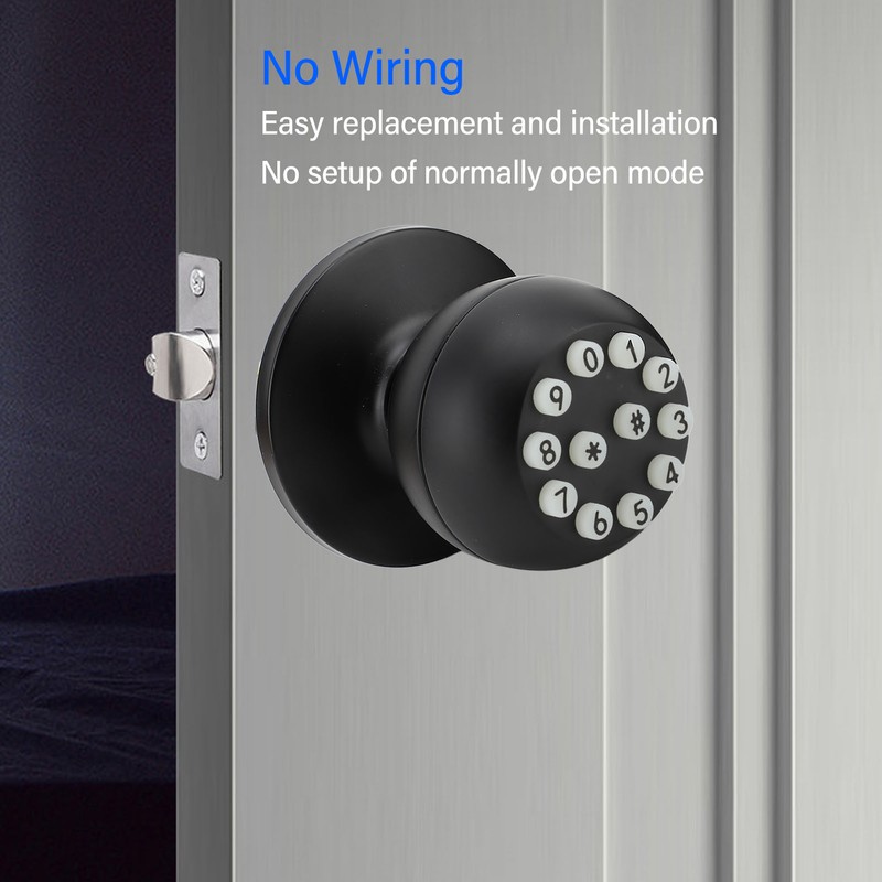 Keypad Door Knob with Lock and Key Round Ball Electronic