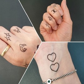 Finger Sticker Tattoo Henna Point Flame Heart 1pc 15ea