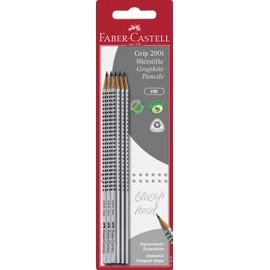Faber-Castell Grip 2001 117697 Pencils Set of 6 HB Hardness Silver Barrel