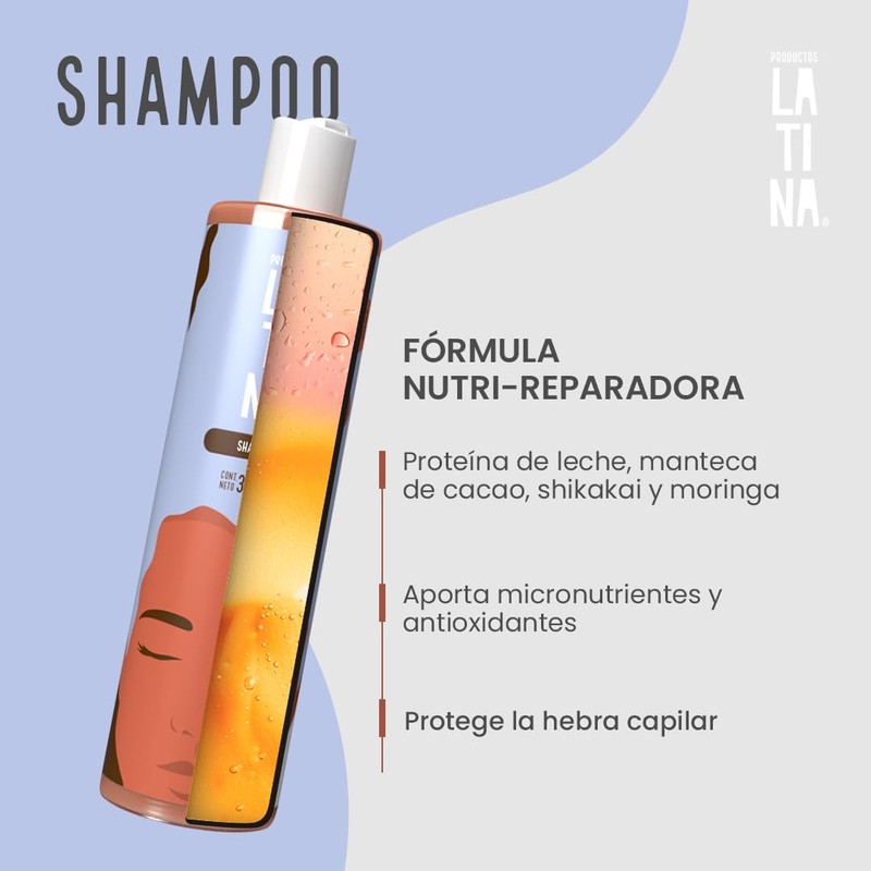 LATINA® | Shampoo Cacao - Nutri-Reparador | Shampoo Sin Sulfatos