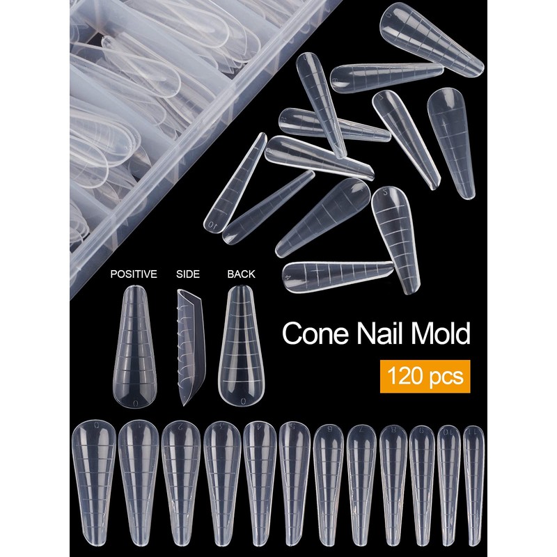 EBANKU 120 Pieces Clear Dual Nail System Mould Acrylic Coffin