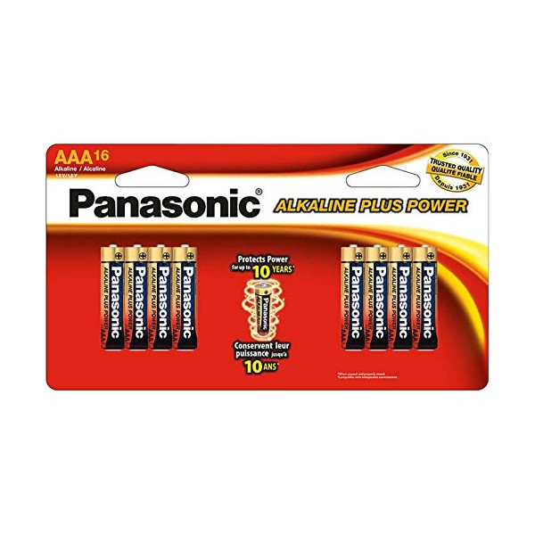 Panasonic Alkaline Plus AAA Batteries 16 Pack - LR03PA-16BH