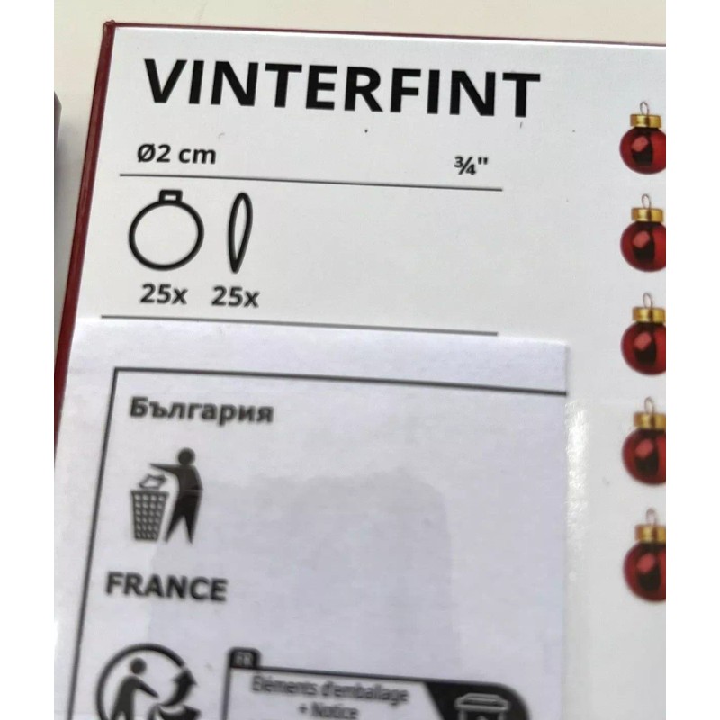 IKEA 50 IKEA VINTERFINT Decoration Ornament Glass Red 1 ½"