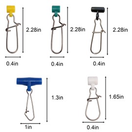 AGOOL Fishing Line Sinker Slide with Hooked Snap - 10/60pcs High-Strength Braid Line Sinker Slider with Safety Snap Stainless Steel Snap Kit Fishing Accessories