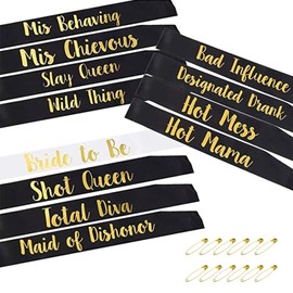 Hekyip Bride / Bridesmaids sash set (12 juegos) sash de dama de honor, sash de novia del equipo, sash de despedida de soltera para damas de honor, dama de honor, despedida de soltera y decoraciones de despedida de soltera, favores, accesorios y suministr