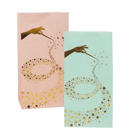 31 Stück Geschenk-Tüten mit 114 Aufklebern Zauberstab-Fee pastell-farbend, Adventskalender Ramadankalender zum Befüllen, Kekstüten, Monatstüten, Mitgebsel Kindergeburtstag