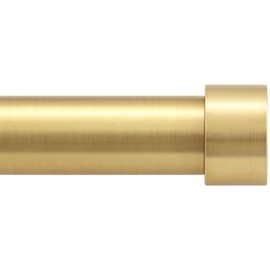 Zeerobee Curtain Rods for Windows 32 to 72, Brushed Gold Curtain Rod, Adjustable 1 Inch Heavy Duty Outdoor/Indoor Modern Drapery Pole, 32"-72"