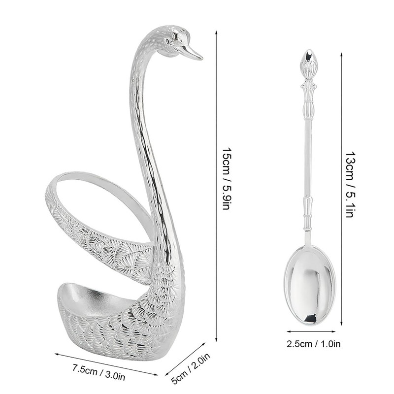 Stainless Steel Spoon Tableware Kit with Zinc Alloy Swan Shape