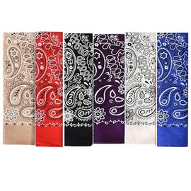 XLTXWD 6 Pcs Cowboy Neckerchief, Bandanas for Women, Mix Colour Assorted Cowboy Polyester Head Scarves Neckerchief Large Handkerchiefs Face Covering Square Bandanas for Men and Women 22x22in