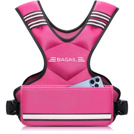 BAGAIL Adjustable Weighted Vest for Men & Women 12-18lb, Comfortable U-Neck Rucking Vest with 6 Removable Weights, Storage Pocket and Reflective Strips for Running, Rucking, HIIT, Cardio & Home Gym