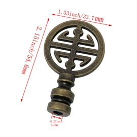 DGBRSM Brass Lamp Finial Oriental Lamp Shade Finial for Lampshade Top, Happiness Symbol Lamp Shade Decorative Lamp Top (Antique Brass)
