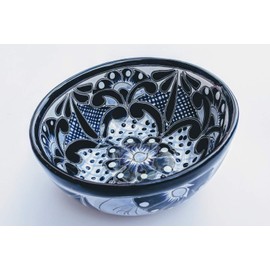 5.5" Blue Pattern Mexican Talavera Pottery Cereal Bowl for Daily Use and Home Decor *Floral Designs Vary*
