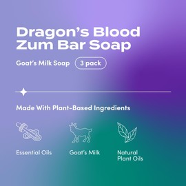 Zum Indigo Wild Goat's Milk Soap Bar - Bar Soap for Hands & Body Made with Essential Oils - 3 oz - Dragon's Blood (3 Pack)