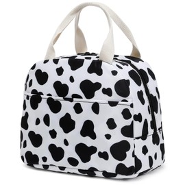 Cow Print Lunch Bag for Girls Women, Cute Insulated Leakproof Lunch Box Container Reusable Cooler Lunch Tote Bag for Teens Kids Adults School Travel Picnic