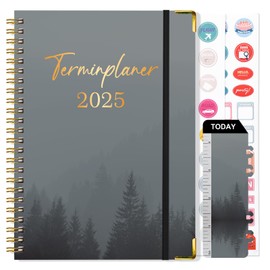 NADSSJL 2025 Diary - A5 Calendar from January to December 2025, Calendar 2025 Book Calendar, Weekly Planner 2025, with Elastic Closure, Twin Wire Binding and Inner Pocket, 21.5 x 15.5 cm