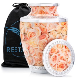 RESTAALL Pink Rose Ashes urn. Cremation urns for Human Ashes Adult Female mom. Decorative urns for Adult Female