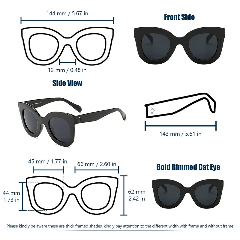 Vintage Retro Cateye Sunglasses for Women Designer Butterfly Frames Semi