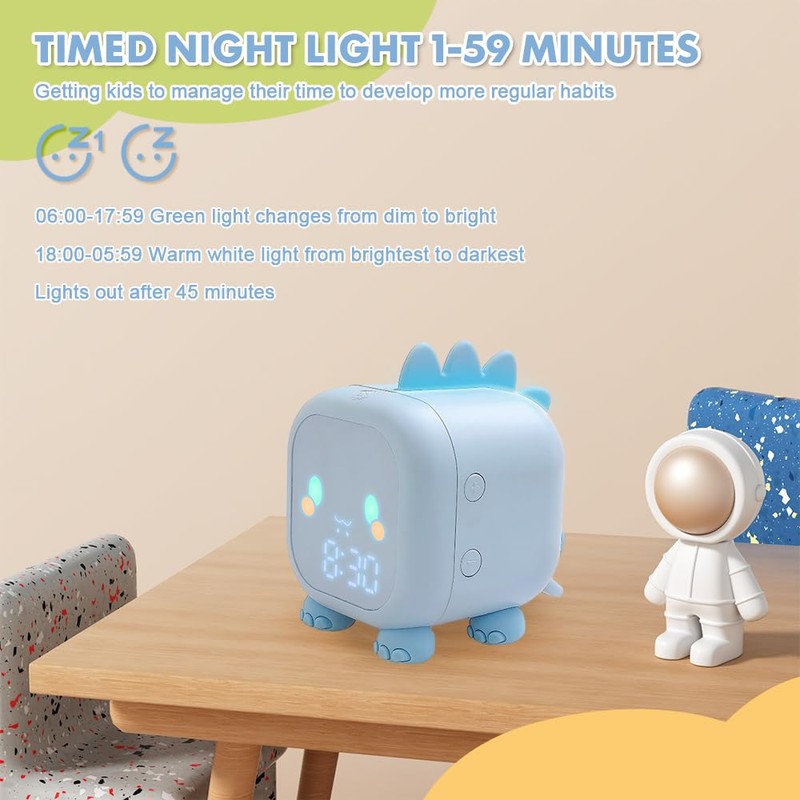 yotutun Children's Light Alarm Clock, Dinosaur Children's Alarm Clock, Digital