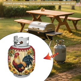 Fuojuvelie Propane Tank Cover 20lb Water Resistant Chicken Rv Propane Tank Cover Fits Standard 20lb Cylinder with Elastic Band Sunflower