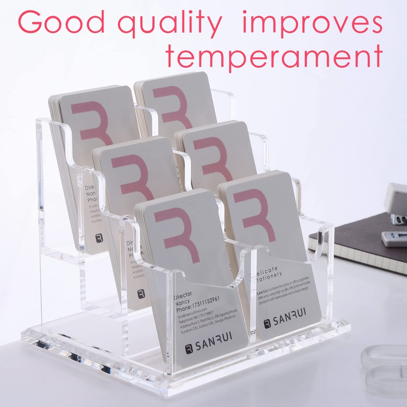 SANRUI Vertical Business Card Holder for Desk，Clear Acrylic Business Card