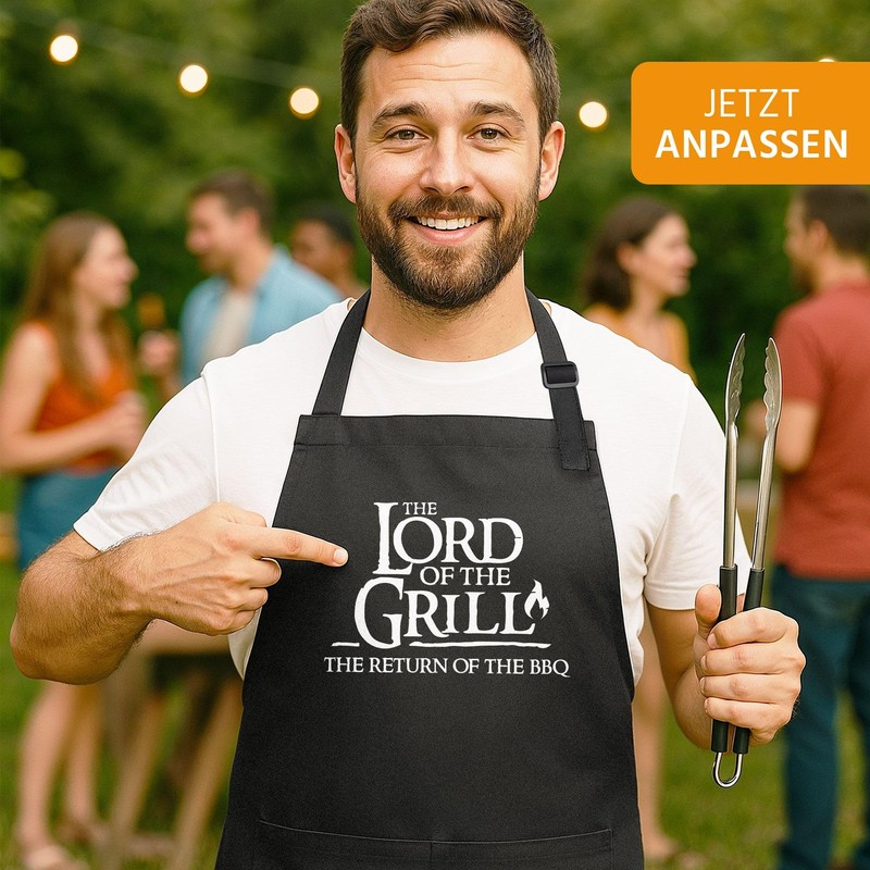 MoonWorks Men's BBQ Apron Grill King Apron for Men Crown,