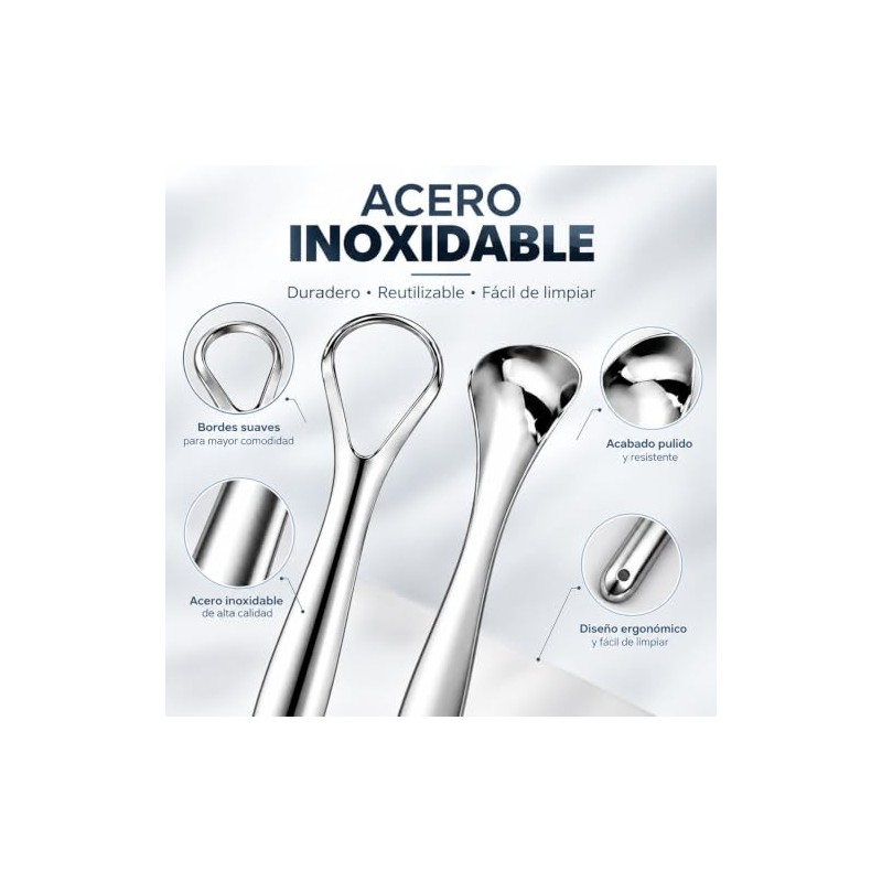 Set de 4 Raspadores de Lengua de Acero Inoxidable con