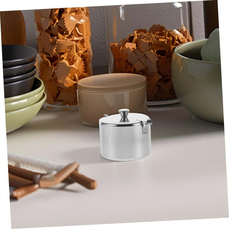 BIUDECO Stainless Steel Sugar Bowl with Lid Spoon Condiment Container