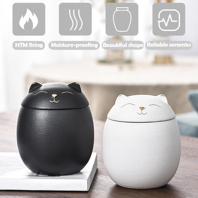 Mini Urns for Ashes, Handicrafted Matte Ceramic Cat Ashes Urns