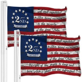 UD_G128 2 Pack: 2nd Amendment American Flag  3x5 Ft  LiteWeave Pro Series Printed 150D Poly  Historical Flag, Indoor/Outdoor, Vi