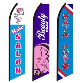 3 Swooper Flags Beauty Salon Hair Cuts Salon Welcome OPEN