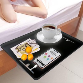 BedShelfie Bedside Shelf Nightstand Table Tray for Bunk Bed College Dorm Room Bedroom Laptops Book Drinks Cup Storage Organizer Black (Black Small)