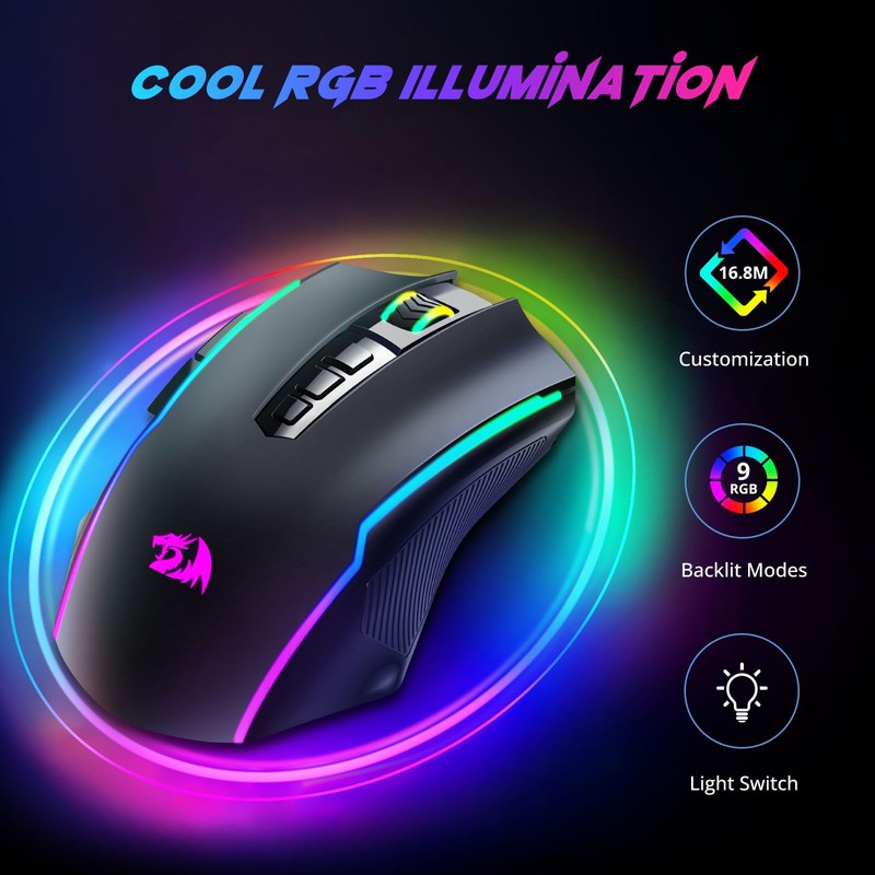 Redragon Gaming Mouse, Wireless Mouse Gaming with 8000 DPI, PC