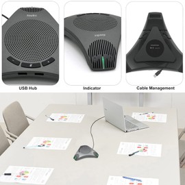 RayBit Conference Speaker and Microphone for 8-10 People Business Meetings, USB Speakerphone with 360° Omnidirectional Mics for VoIP Calls/Skype/Teams/Zoom/Computer/Laptop/PC/Desktop, Plug and Play