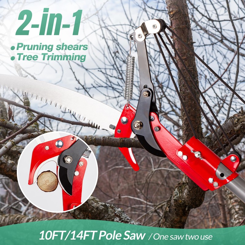 Suchtale 14ft Pole Saw, Manual Tree Pruner with Sharp Steel