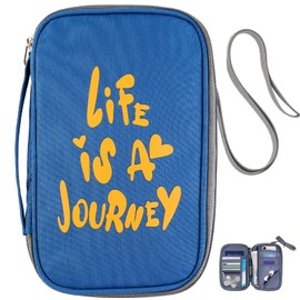 AiQInu Travel Passport Pouch, Travel Document Pouch with Anti-Theft RFID Blocking, Travel Organizer Wallets Passport for Credit Cards, ID, Airline Tickets Unisex
