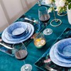 Topmela 12 Pcs Blue Melamine Dinnerware Set, Shatterproof and Dishwasher