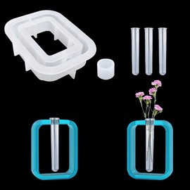 FineInno Blumenvase Silikonformen Epoxidharz, Resin Vase Gießformen, Vermehrungsstation Epoxidharz Formen fur Hydroponik Pflanzen Stecklinge Tischdeko Deko (Rectangle)