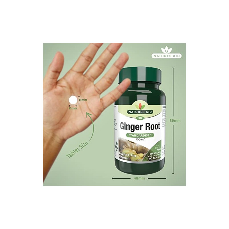 Natures Aid Ginger Root 500 mg 90 Tablets (Botanical Supplement,