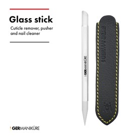 Glass Cuticle Stick in Leather Case – Original GERMANIKURE Cuticle Remover and Pusher, Nail and Callous File – Professional Quality, Handmade in Czech (Glass Stick)