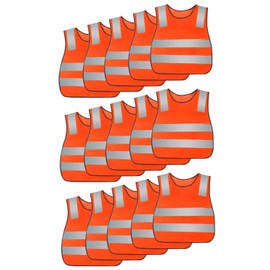 Kids Reflective Vest High Visibility Breathable Vest Bright Color Safety Vest Lightweight Traffic Vest Construction Worker Vest Neon Orange with Reflective Straps 15 PCS