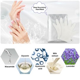 AOGOE 6 Pairs Hand Mask, Hands Moisturising Gloves, Infused Collagen, Serum, Vitamins, Natural Plant Extracts, Moisturising Gloves for Dry Ageing and Cracked Hands, Bleaching