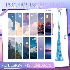 Outus 12 Pcs Kids Bookmarks, Bulk Bookmarks for Girls with Pendant, Kids Bookmarks Gifts for Girls, Women, Teens, Bookmarks with Rulers,Valentine Party Favors Classroom Reading Presents(Landscape)