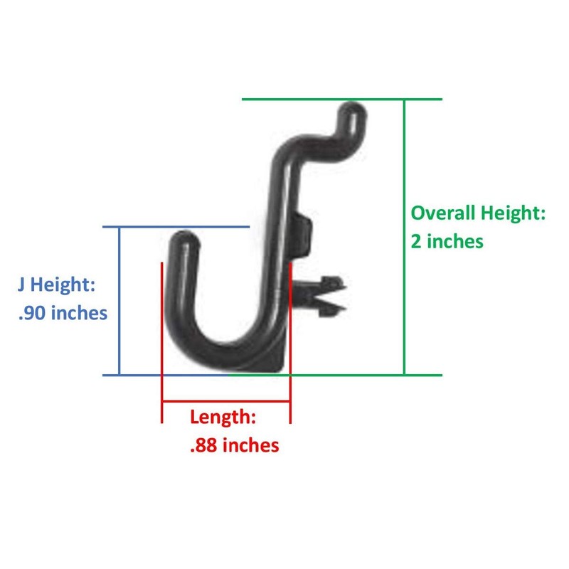 JSP Manufacturing Peg Board Plastic J Hook Style Hooks |