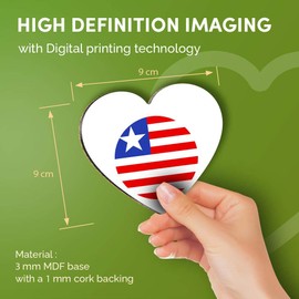 Destination Vinyl ltd Great Coasters (Set of 4) Heart - Liberia Africa Monrovia Flag Drink Glossy Coasters/Tabletop Protection for Any Table Type #9110