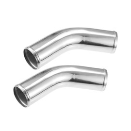 HEROFFIX 70mm 2.75" OD 4" 100mm Leg Length Universal Car Aluminum Alloy Tube Intercooler Pipe 45 Degree Bend Elbow Air Intake Joiners Tubing - Pack of 2 Replace Parts