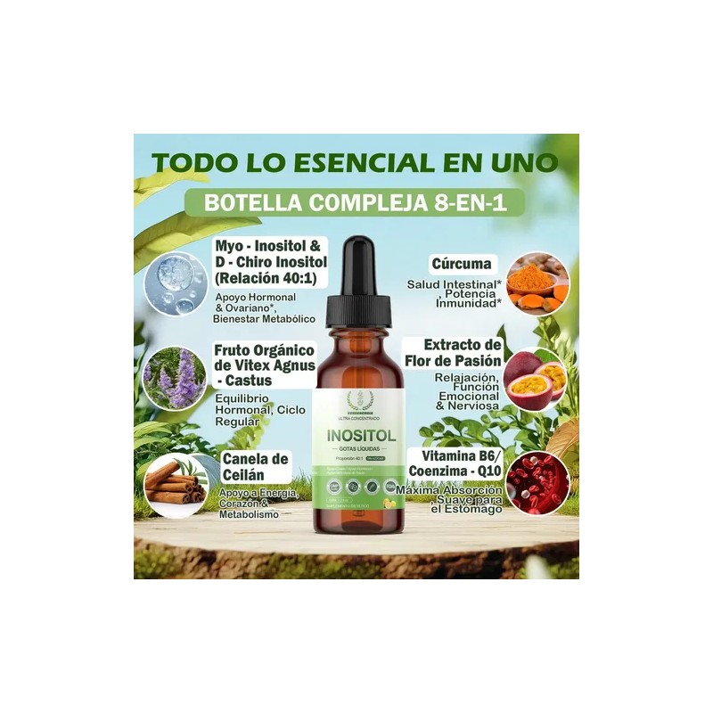 Inositol Myo D-chiro 40:1 Suplemento Vitamina B6 Gotas Mujer Sabor