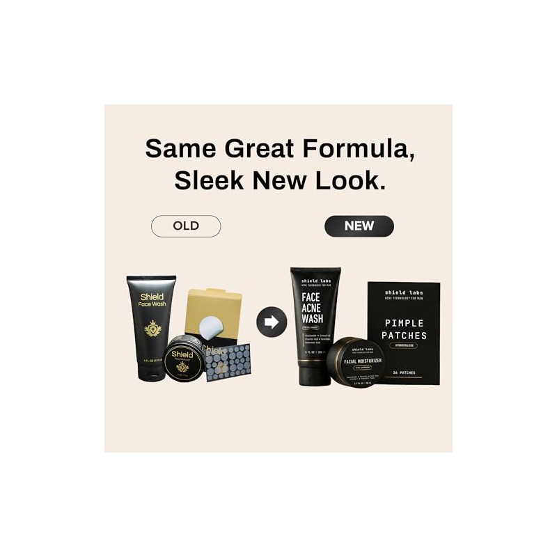 Shield System, Acne System for Men, Face Wash, Moisturizer, Pimple