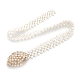 NiceYnn Pearl Elastic Belt Crystal Waistband, Bling Rhinestone Waist Chain Wedding Sash Bridal Belt Body Chain for Women Girl Bridesmaid Dress Evening Gown