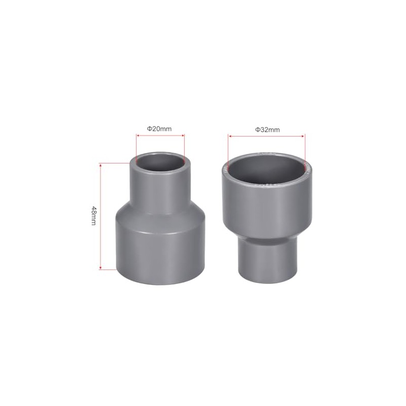sourcing map PVC DWV Reducing Coupling Schedule 40 Gray 20mm