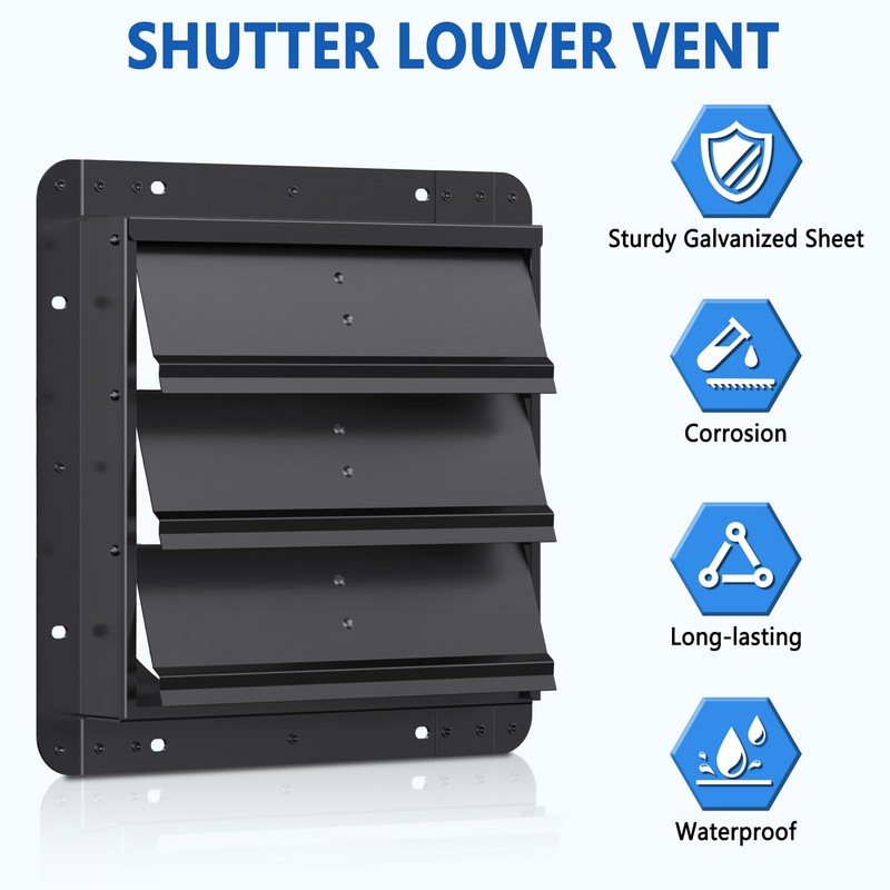 16 Inch Galvanized Sheet Spraying Automatic Exhaust Shutter Louver Vent